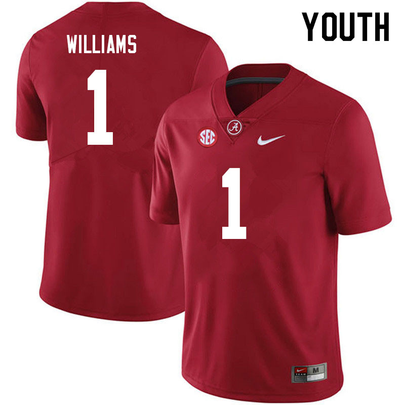 Youth #1 Jameson Williams Alabama Crimson Tide College Football Jerseys Sale-Crimson